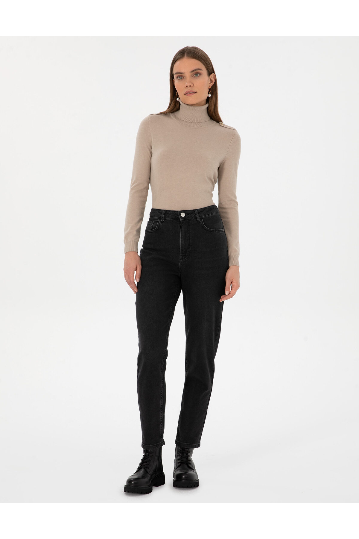 Pierre Cardin Antrasit Mom High Waist Fit Jean Pantolon 50318235-VR006 - Fiyatı, Yorumları